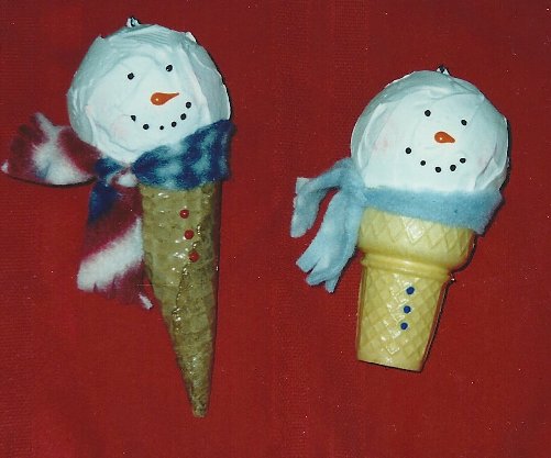 Christmas craft ideas - ice cream snowman ornaments